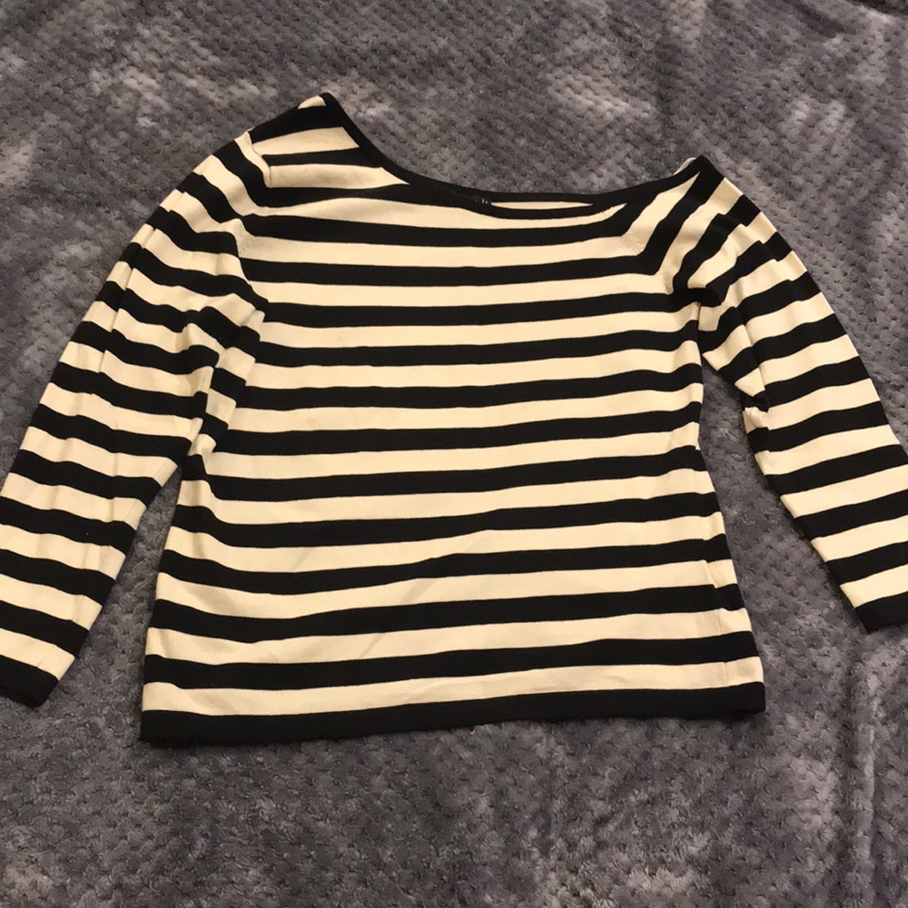 EUC Limited Sz L blk and cream off 1 shoulder top
